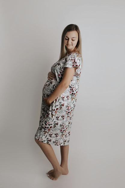 Three Little Tots Floral Mommy Labor and Delivery Nursing Hospital Gown