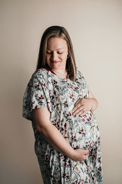 Three Little Tots Floral Mommy Labor and Delivery Nursing Hospital Gown