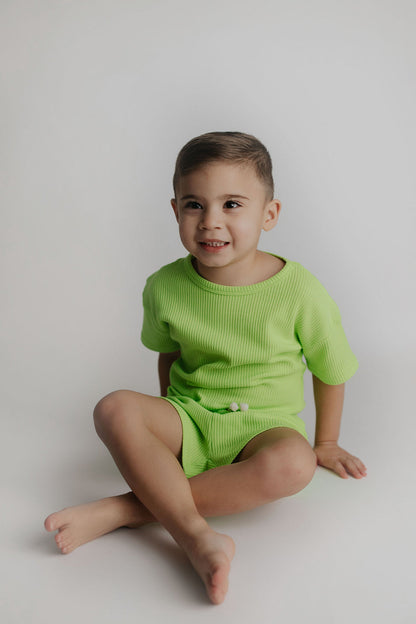 Three Little Tots Lime Green Waffle Set