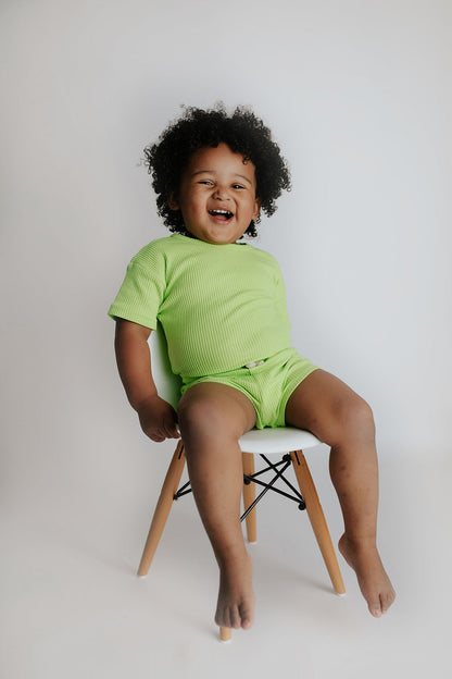 Three Little Tots Lime Green Waffle Set
