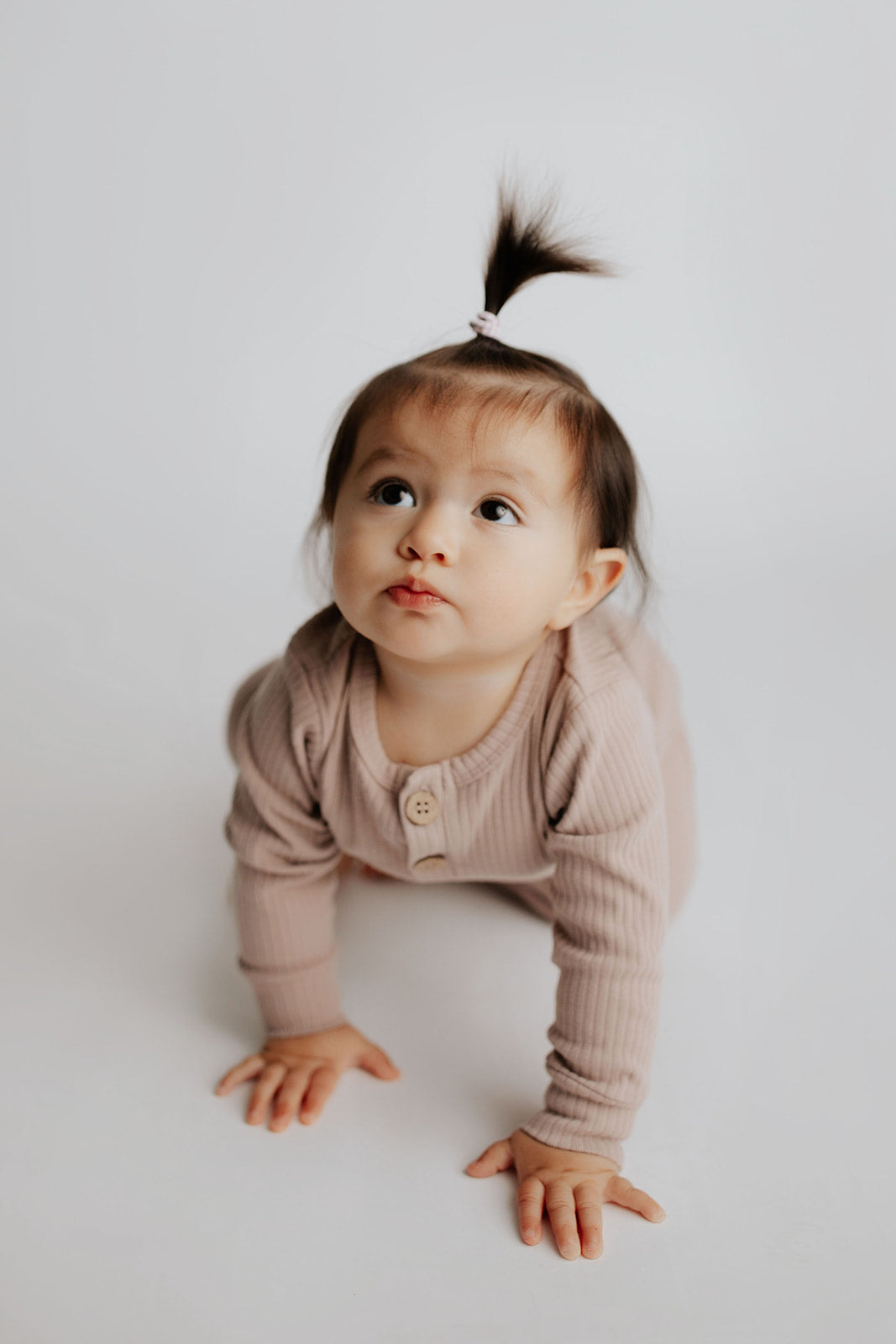 Three Little Tots Mauve Baby Ribbed Playsuit with Pockets