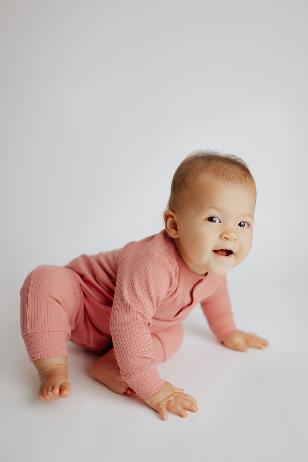 Three Little Tots Precious Pink Baby Ribbed Playsuit with Pockets