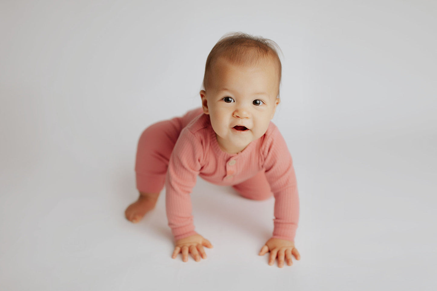 Three Little Tots Precious Pink Baby Ribbed Playsuit with Pockets