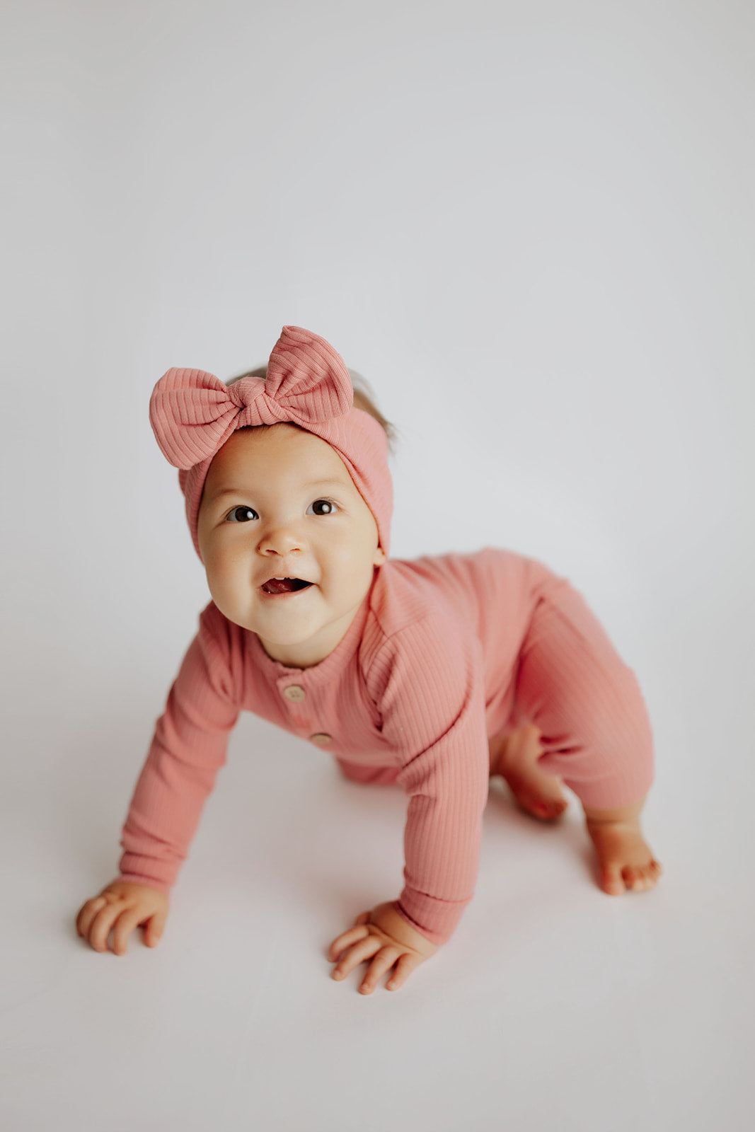 Three Little Tots Precious Pink Baby Ribbed Playsuit with Pockets