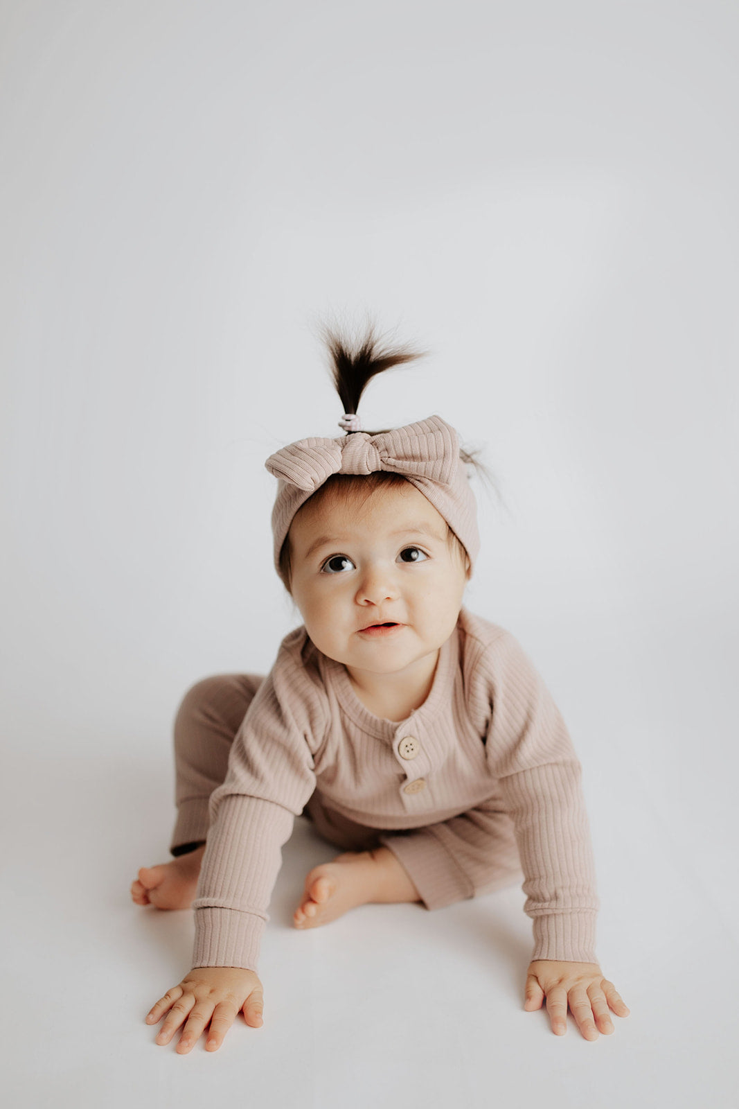 Three Little Tots Mauve Baby Ribbed Playsuit with Pockets
