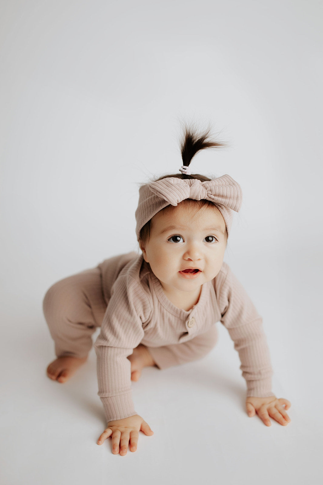 Three Little Tots Mauve Baby Ribbed Playsuit with Pockets