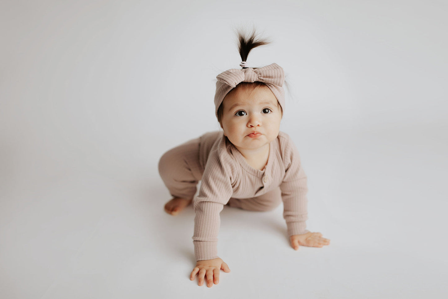 Three Little Tots Mauve Baby Ribbed Playsuit with Pockets