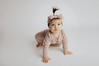 Three Little Tots Mauve Baby Ribbed Playsuit with Pockets
