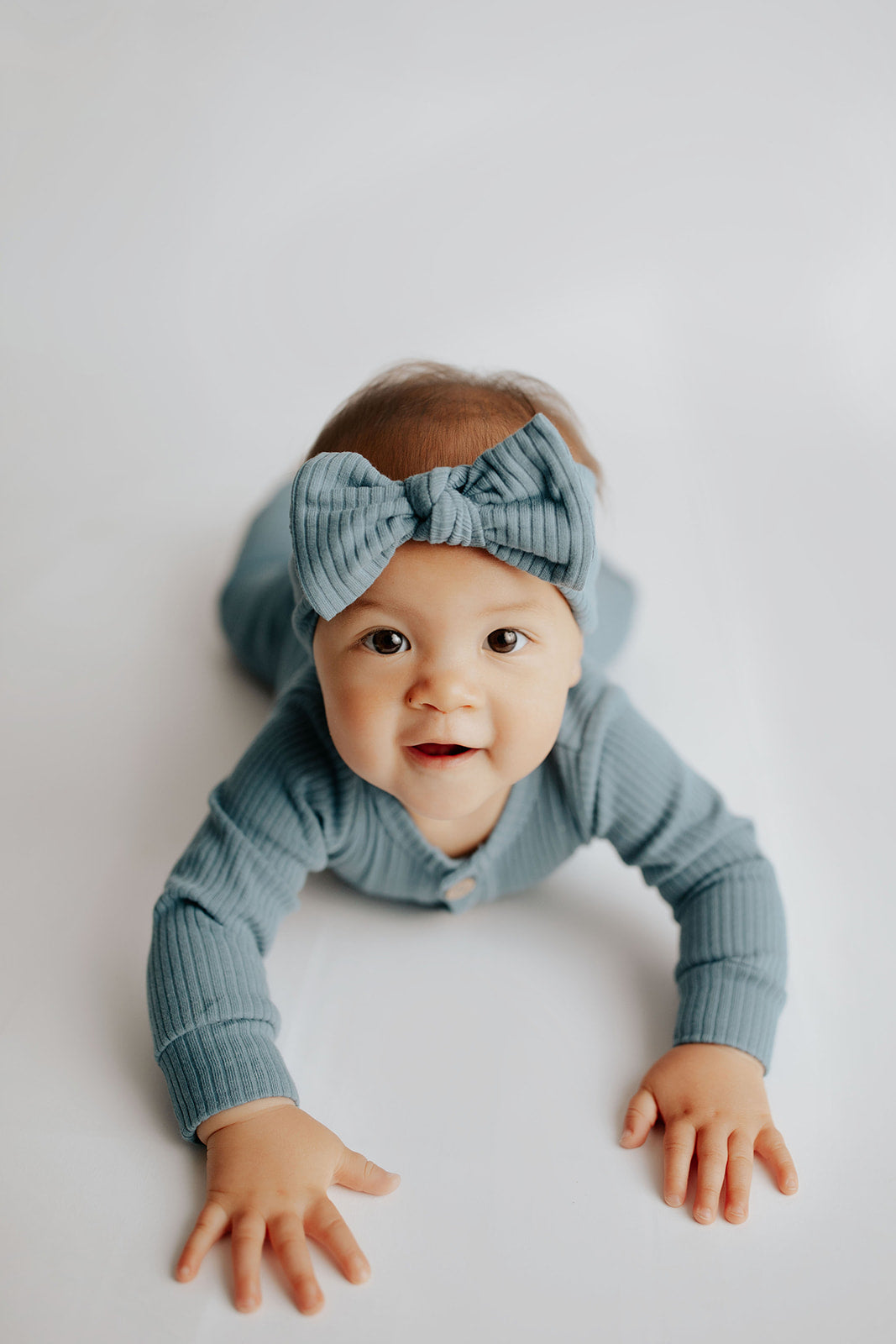 Three Little Tots Storm Blue Baby Ribbed Playsuit with Pockets