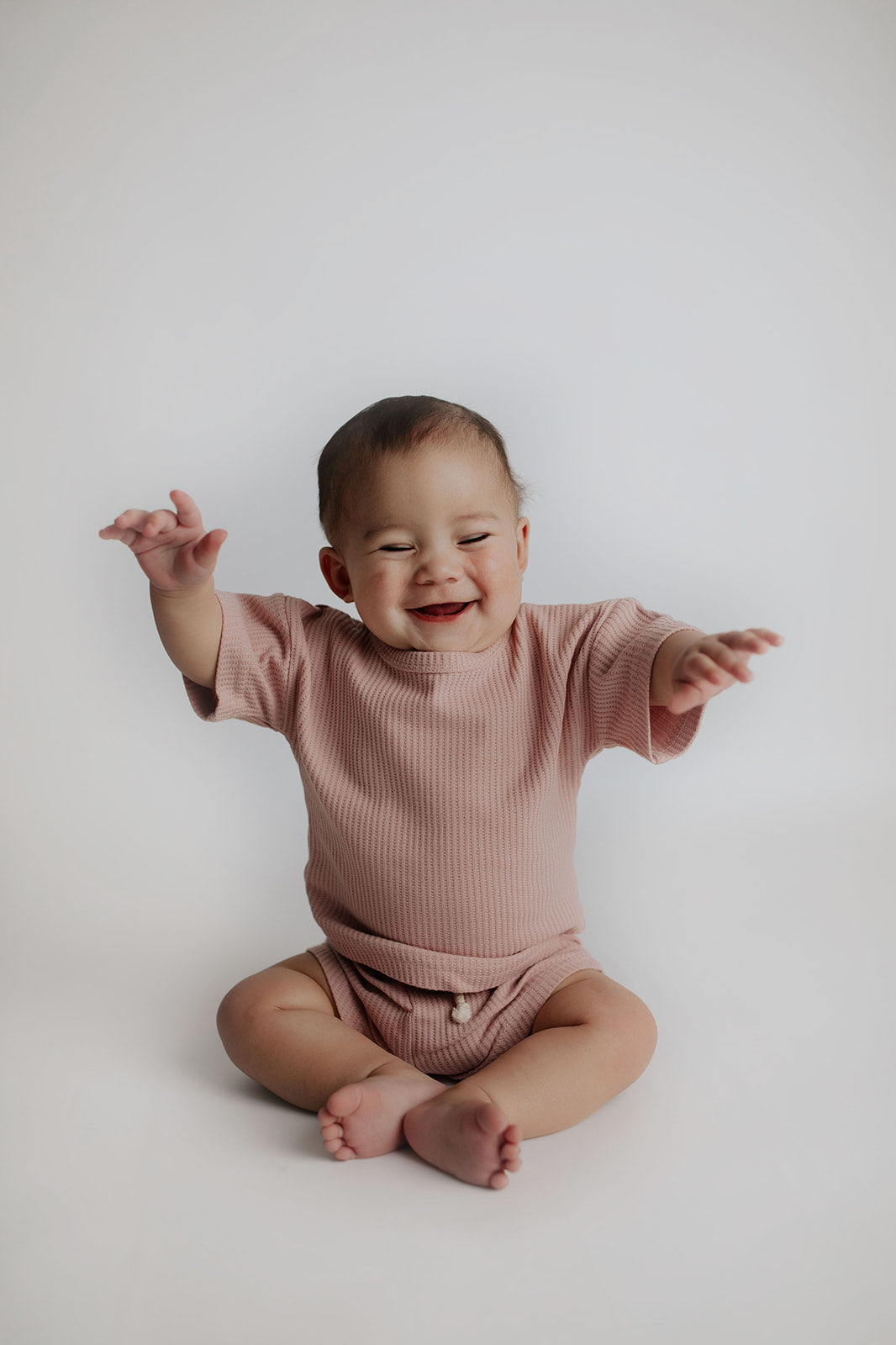 Three Little Tots Rose Summer Waffle Top & Bottom Set