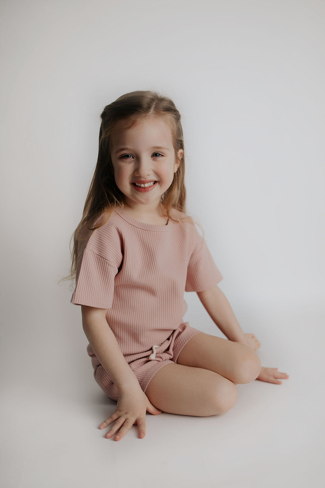 Three Little Tots Rose Summer Waffle Top & Bottom Set
