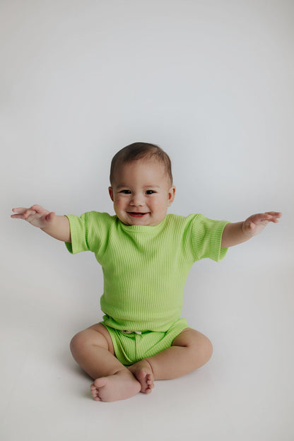 Three Little Tots Lime Green Waffle Set