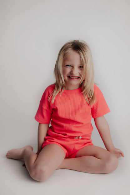 Three Little Tots Hot Pink Summer Waffle Set