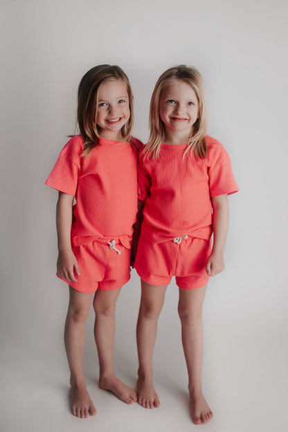 Three Little Tots Hot Pink Summer Waffle Set