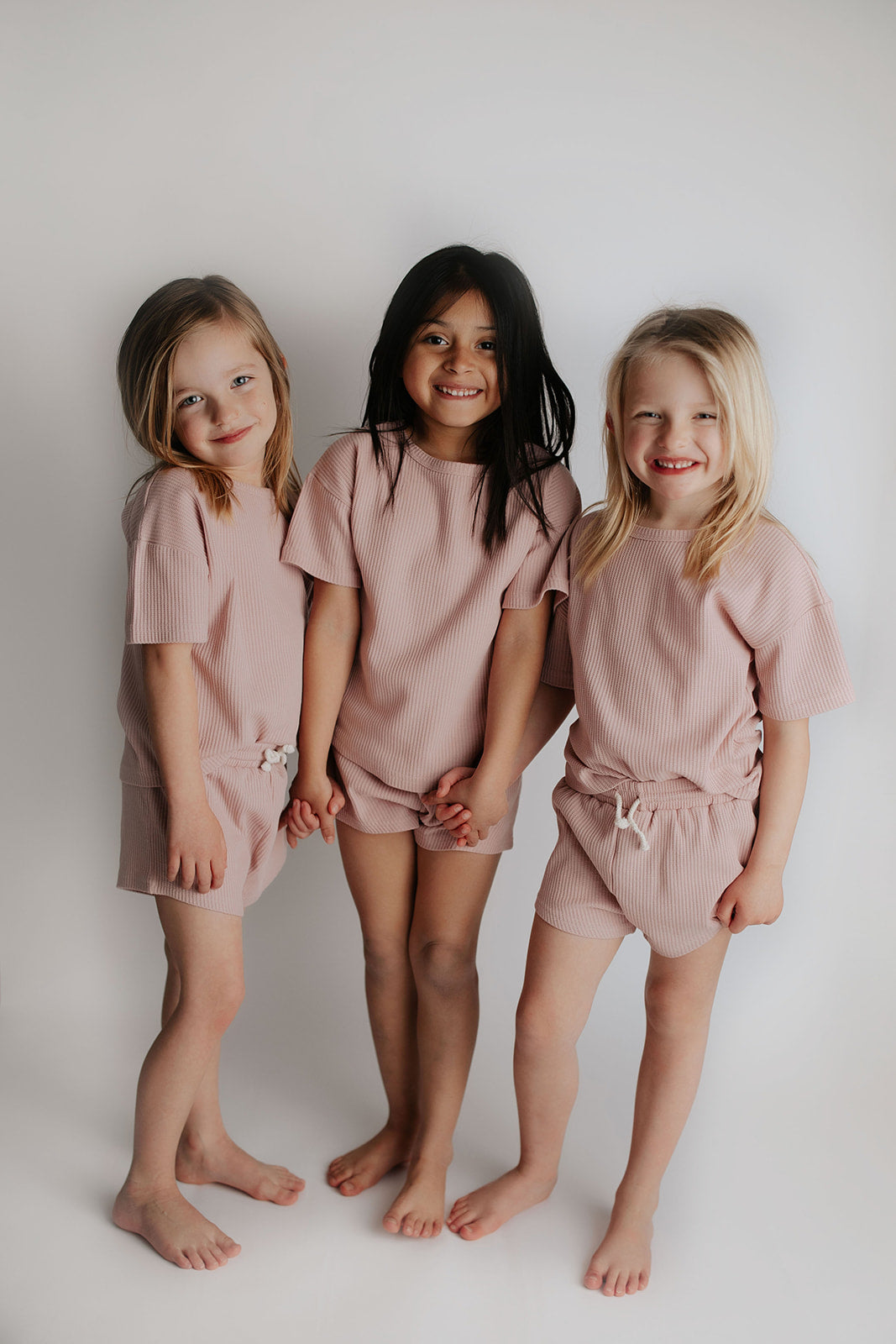 Three Little Tots Rose Summer Waffle Top & Bottom Set