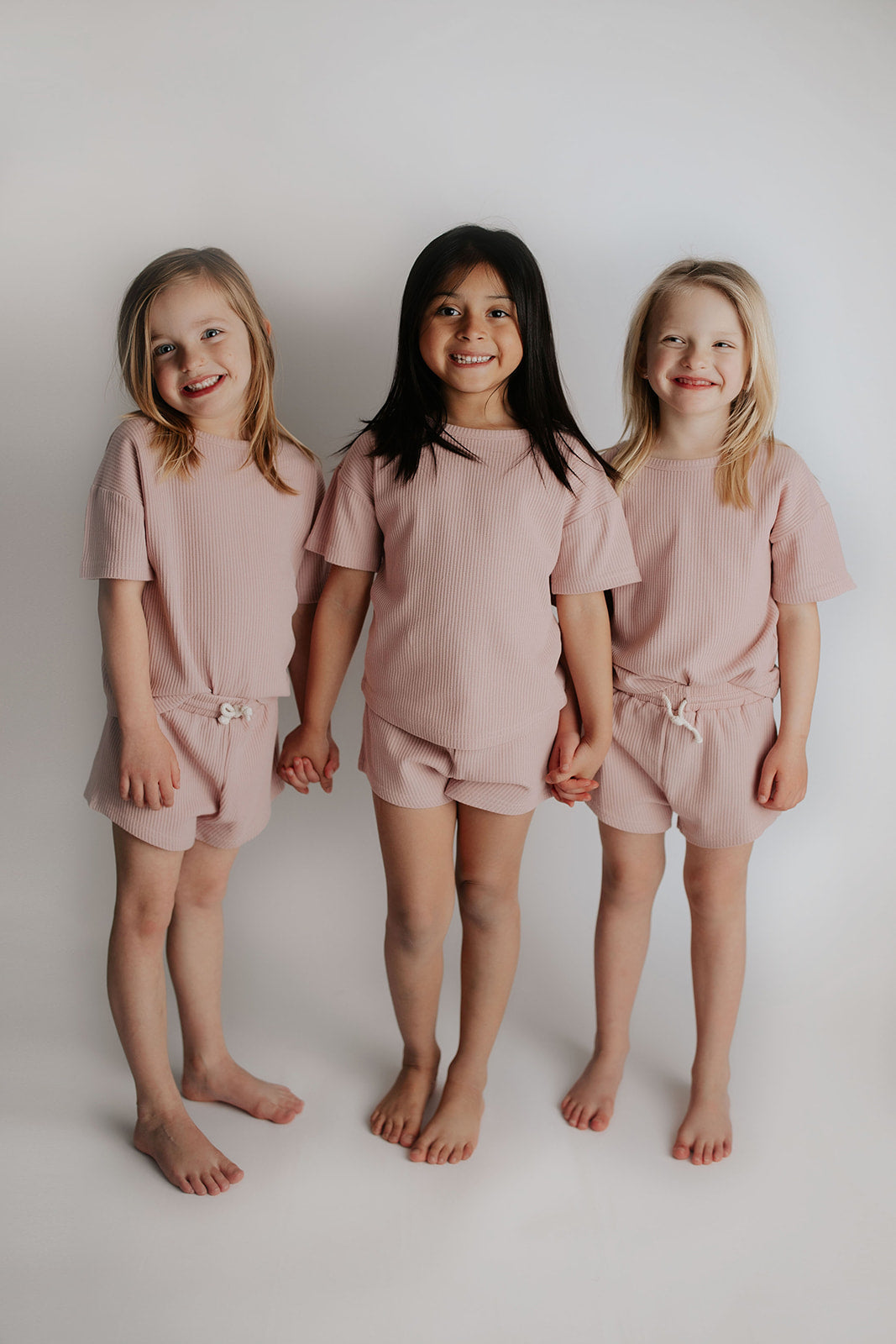 Three Little Tots Rose Summer Waffle Top & Bottom Set