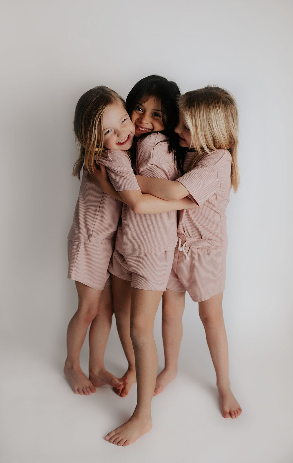 Three Little Tots Rose Summer Waffle Top & Bottom Set