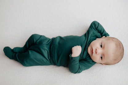 Three Little Tots Ribbed Forest Green Jammies