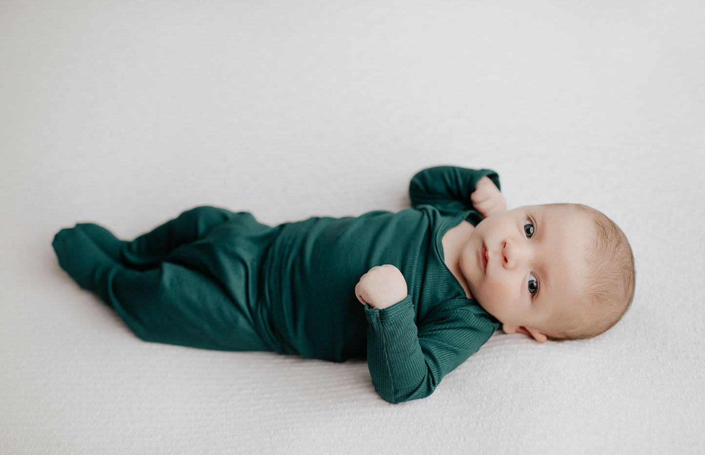 Three Little Tots Ribbed Forest Green Jammies