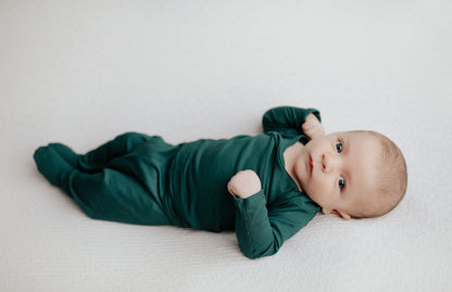 Three Little Tots Ribbed Forest Green Jammies