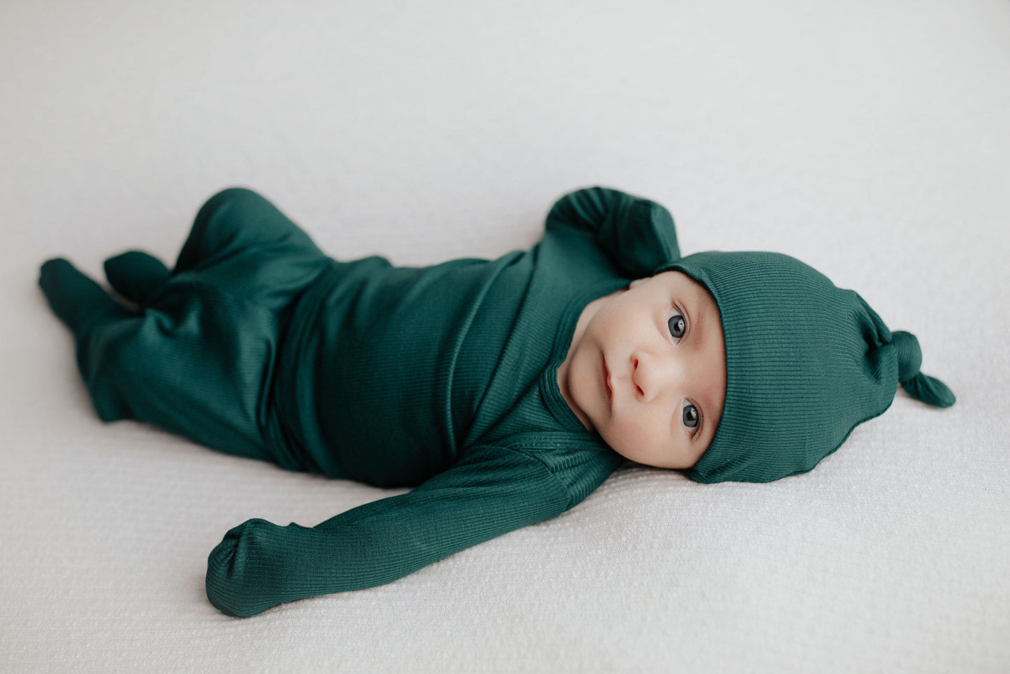 Three Little Tots Ribbed Forest Green Jammies