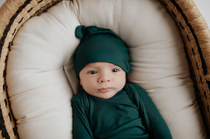 Three Little Tots Ribbed Forest Green Jammies