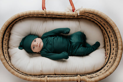 Three Little Tots Ribbed Forest Green Jammies