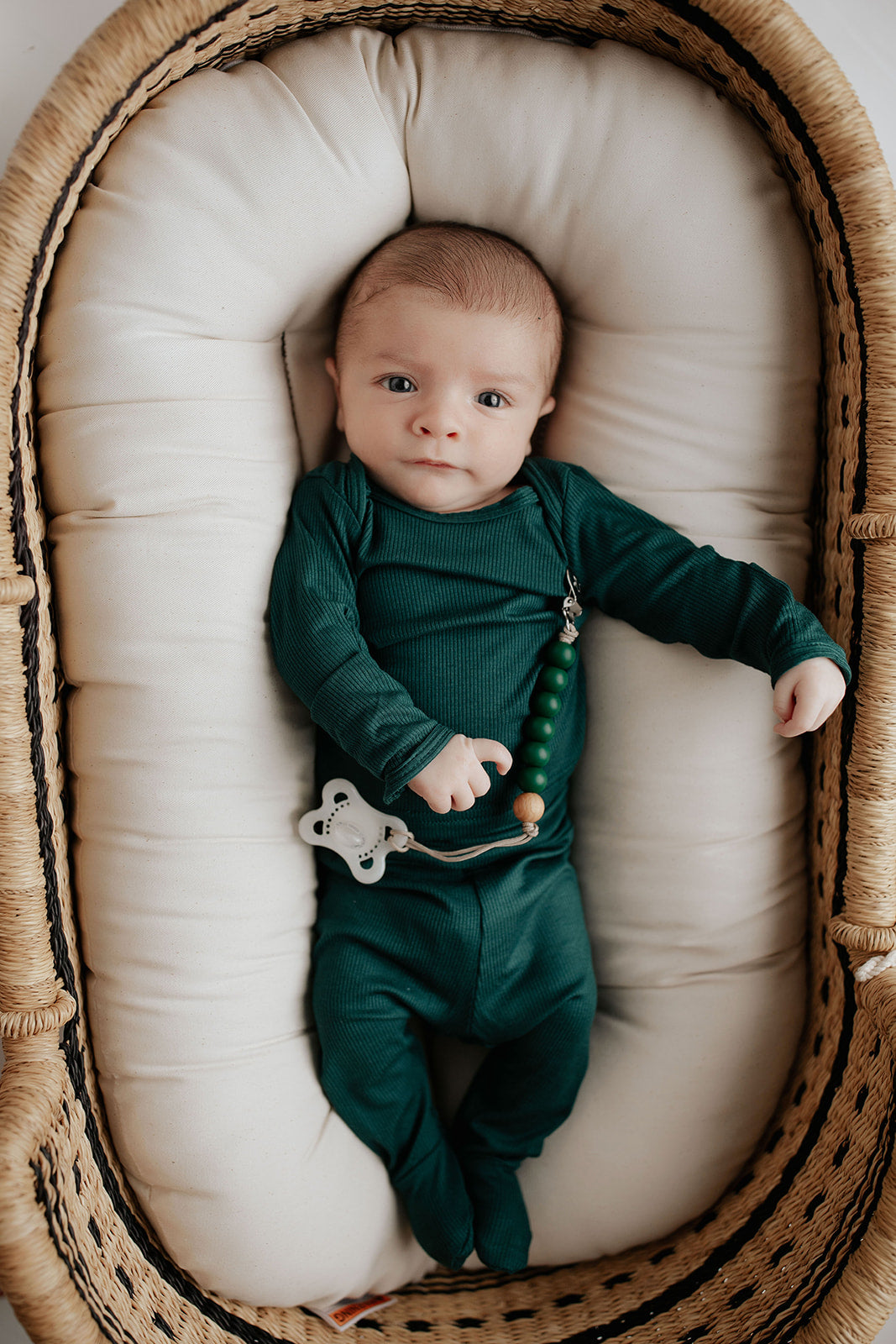 Three Little Tots Ribbed Forest Green Jammies
