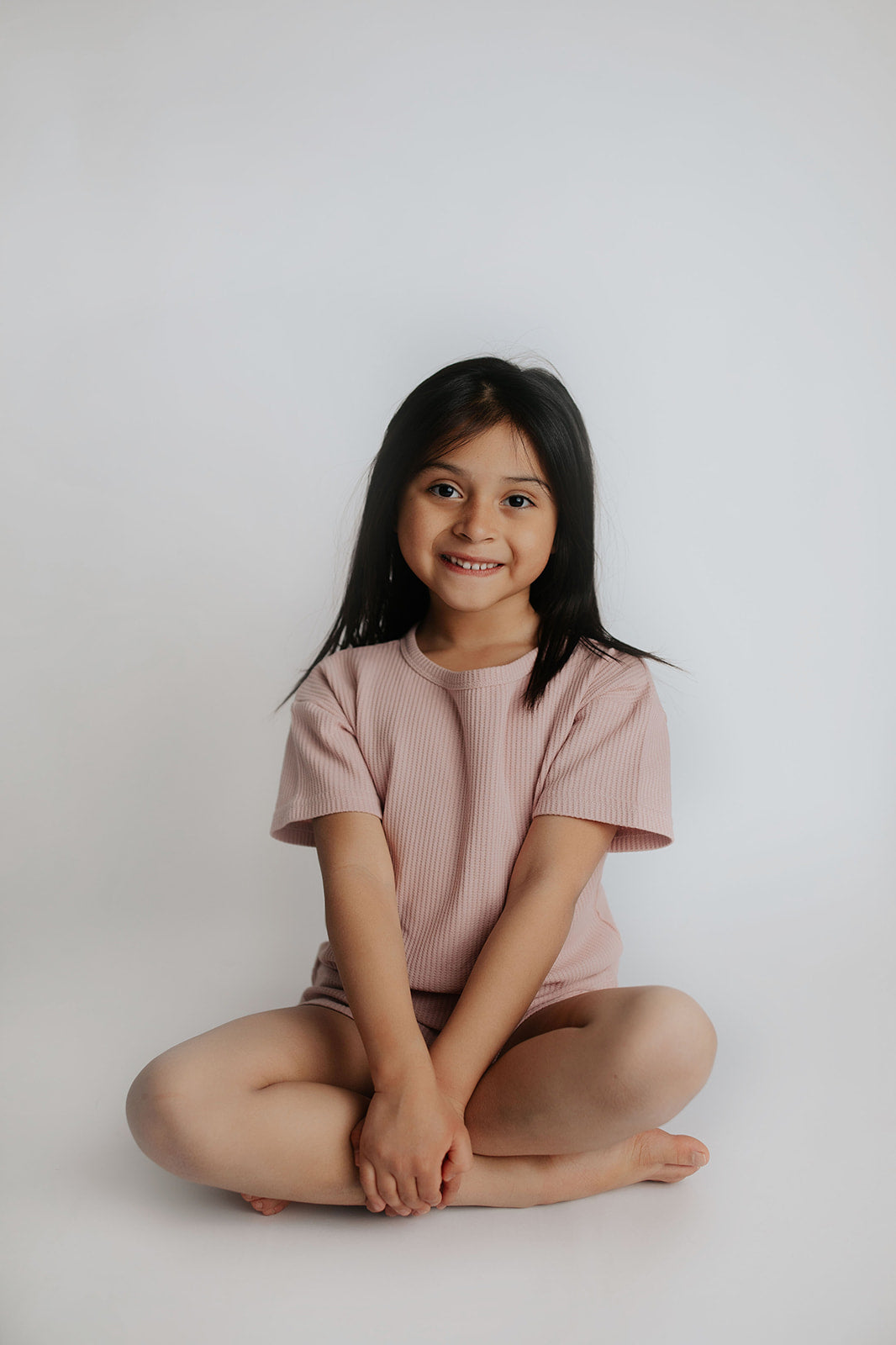 Three Little Tots Rose Summer Waffle Top & Bottom Set