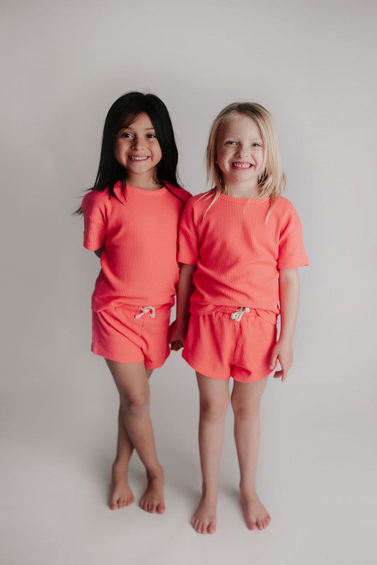 Three Little Tots Hot Pink Summer Waffle Set