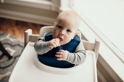 Three Little Tots Sailor Blue Silicone Bib with Crumb Catcher