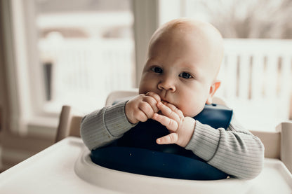 Three Little Tots Sailor Blue Silicone Bib with Crumb Catcher