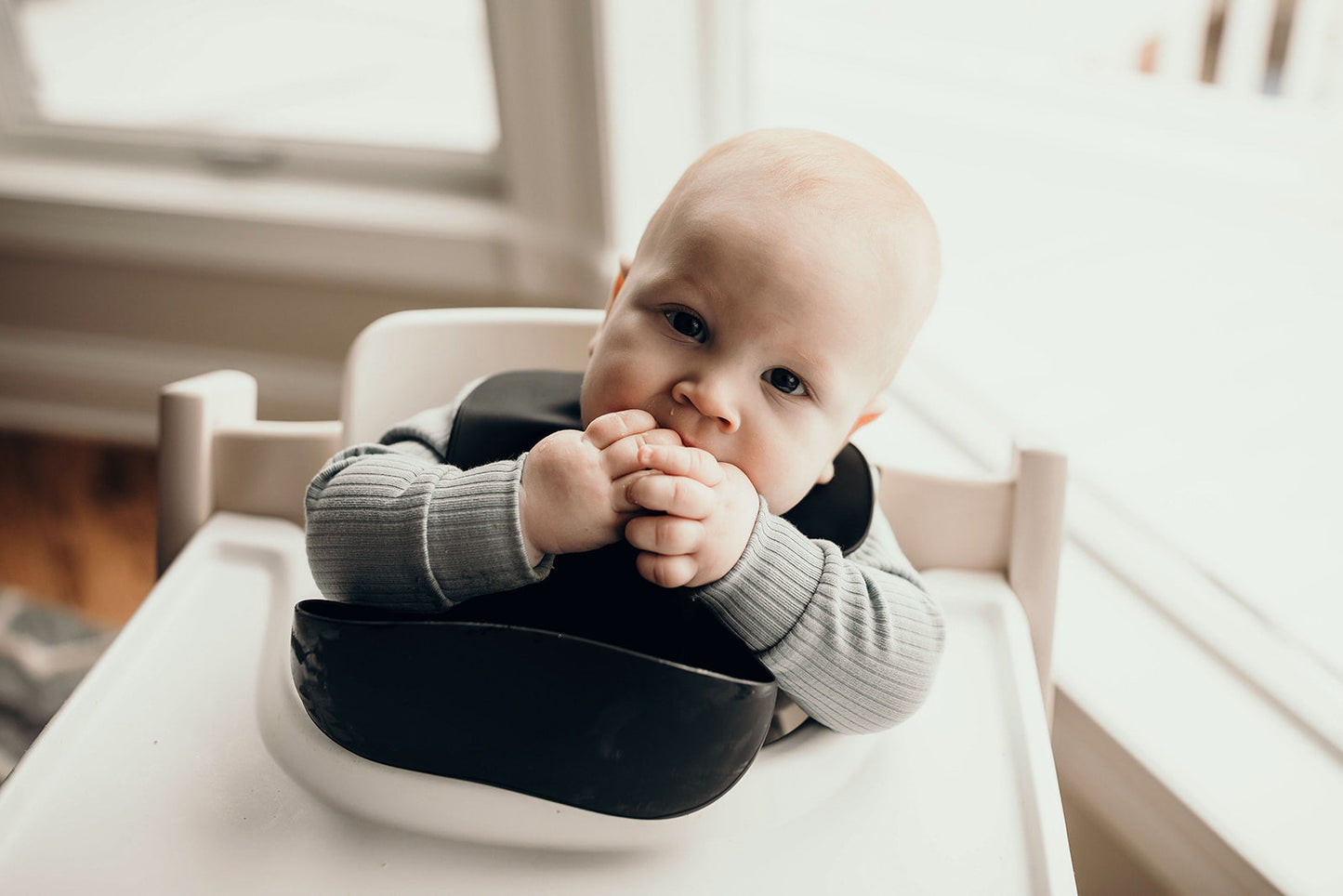 Three Little Tots Sailor Blue Silicone Bib with Crumb Catcher