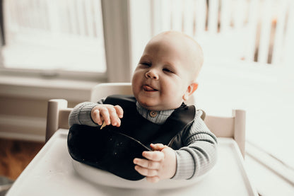 Three Little Tots Sailor Blue Silicone Bib with Crumb Catcher