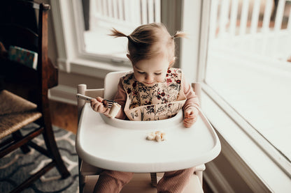 Three Little Tots Floral Silicone Bib with Crumb Catcher
