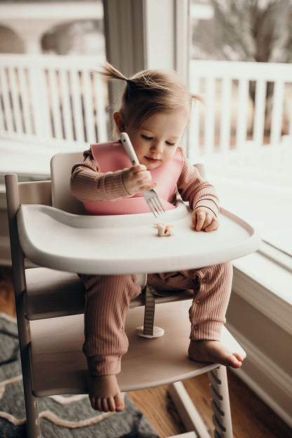 Three Little Tots Rose Silicone Bib with Crumb Catcher
