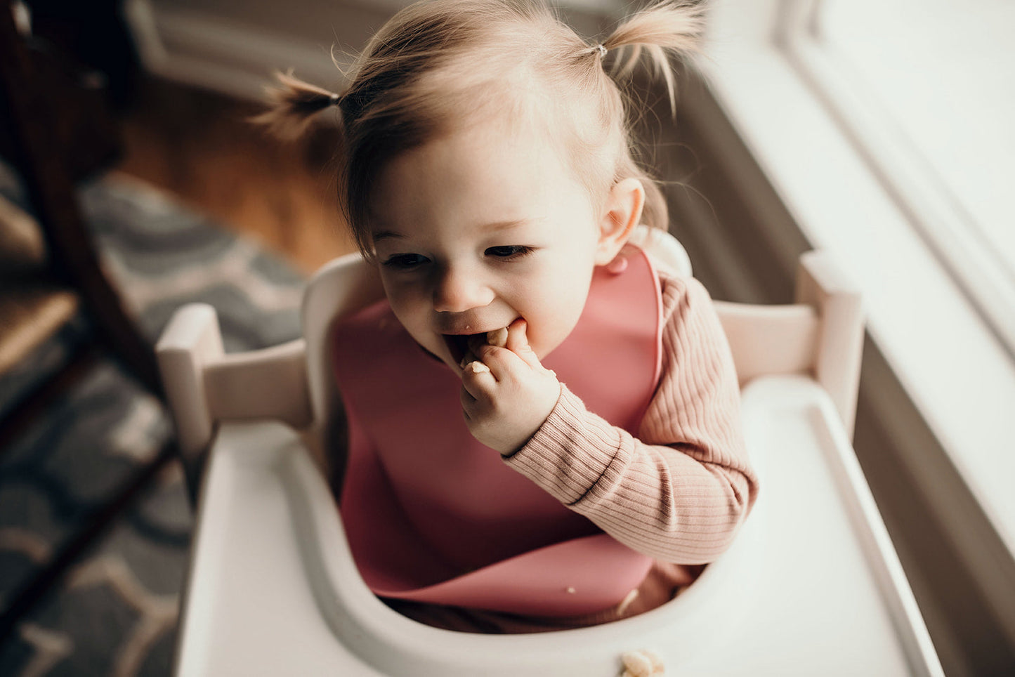 Three Little Tots Rose Silicone Bib with Crumb Catcher