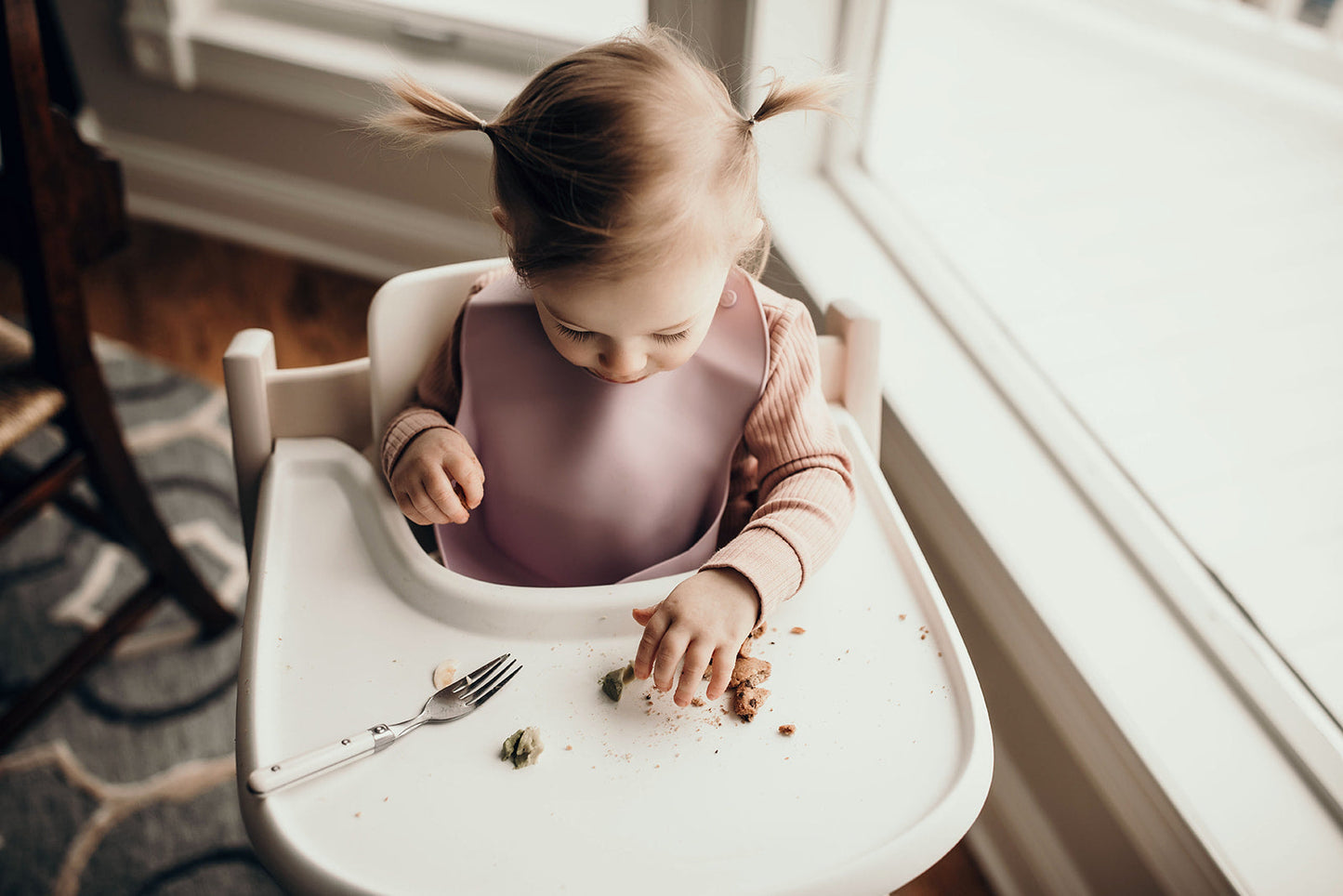 Three Little Tots Lilac Silicone Bib with Crumb Catcher