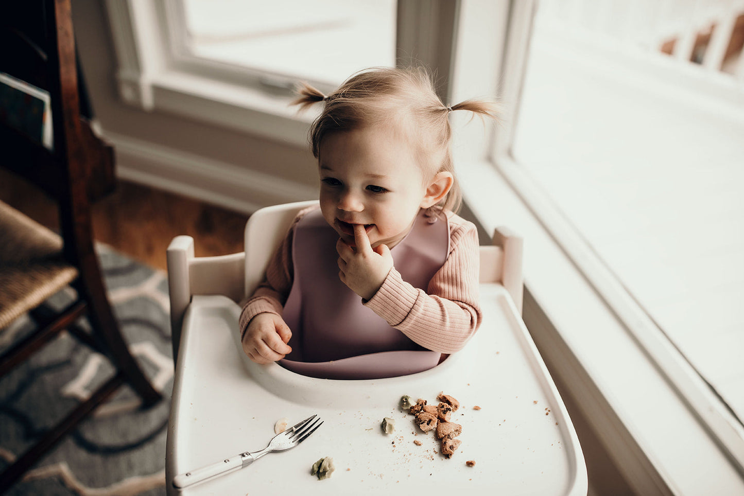 Three Little Tots Lilac Silicone Bib with Crumb Catcher