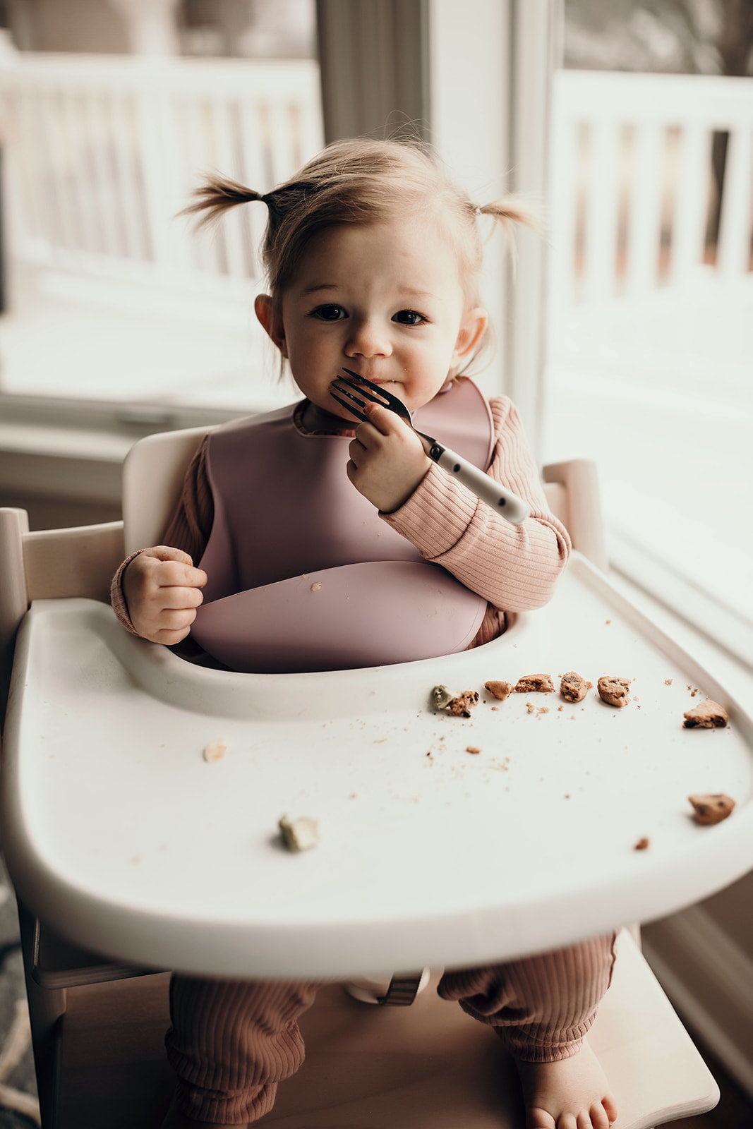 Three Little Tots Lilac Silicone Bib with Crumb Catcher