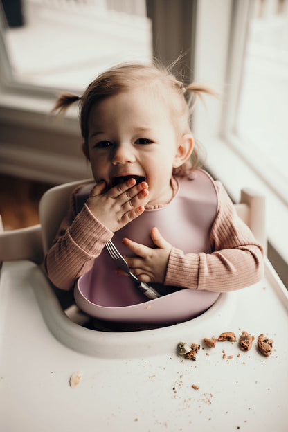 Three Little Tots Lilac Silicone Bib with Crumb Catcher