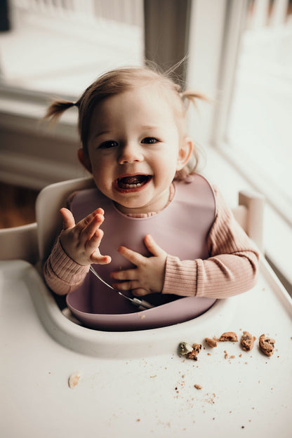 Three Little Tots Lilac Silicone Bib with Crumb Catcher