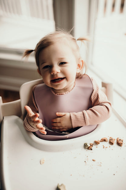 Three Little Tots Lilac Silicone Bib with Crumb Catcher