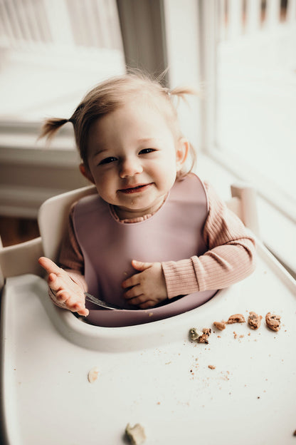 Three Little Tots Lilac Silicone Bib with Crumb Catcher