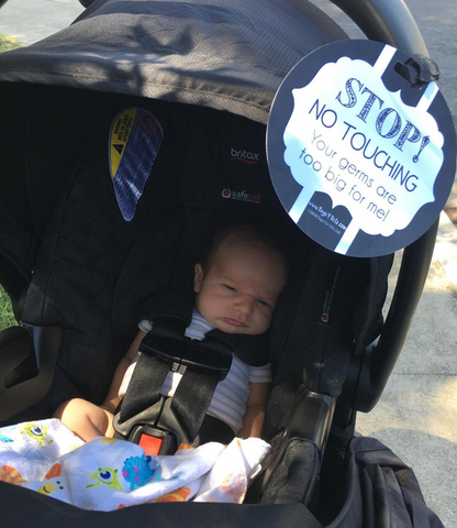 Three Little Tots Black and White No Touching Baby Car Seat Sign Tag