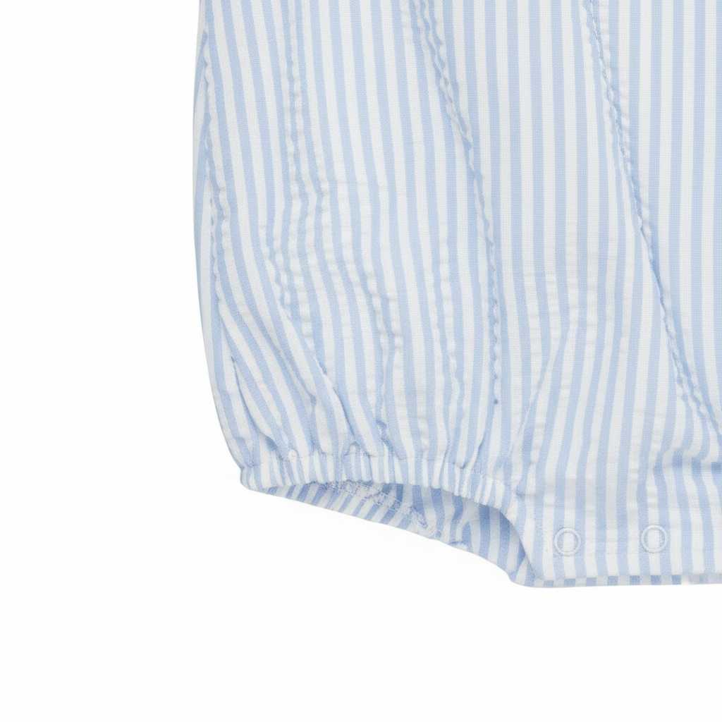 The Little Lemons Company Blue Seersucker Bubble Romper
