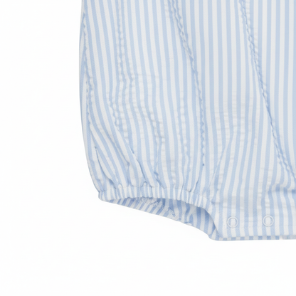 The Little Lemons Company Blue Seersucker Bubble Romper