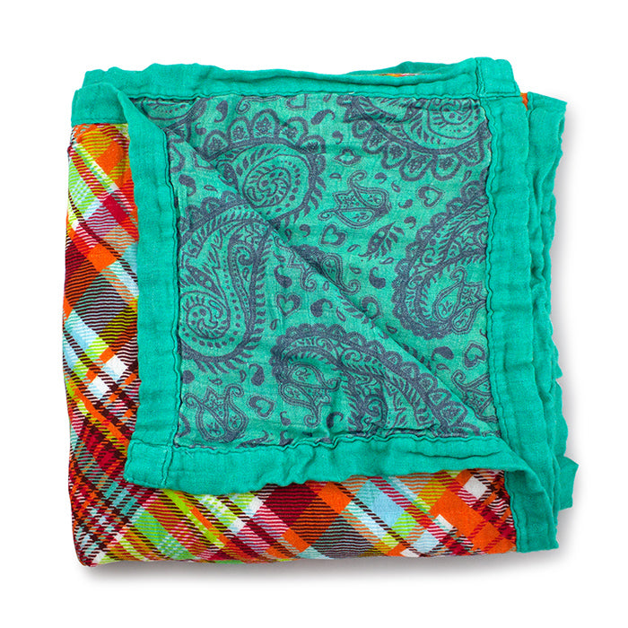Kanga Care Bamboo Muslin Blanket - Baby: Quinn (Reversible)