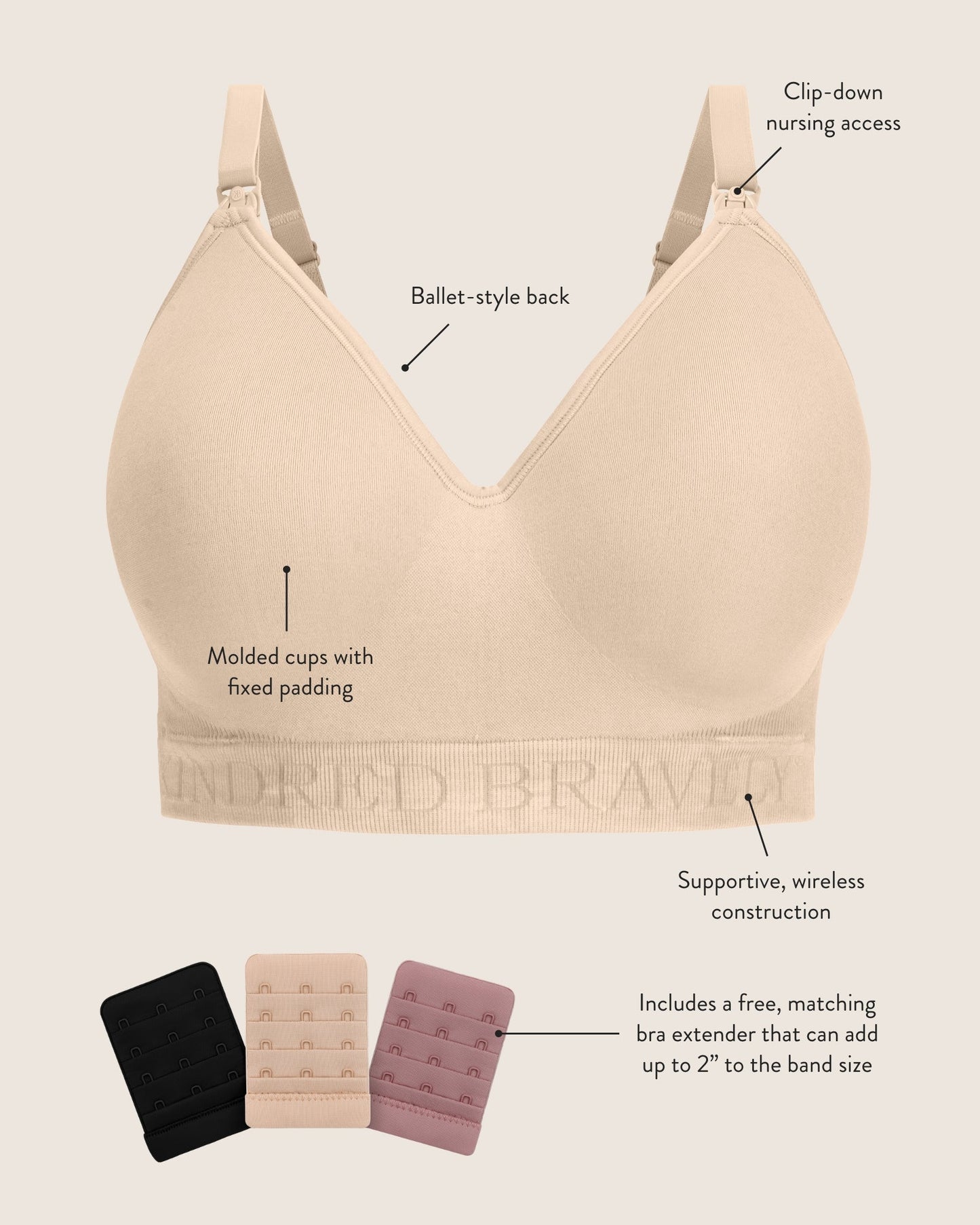 Kindred Bravely Signature Sublime Contour Maternity & Nursing Bra Beige
