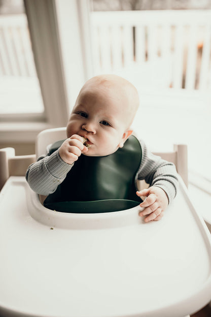 Three Little Tots Forrest Green Silicone Bib with Crumb Catcher